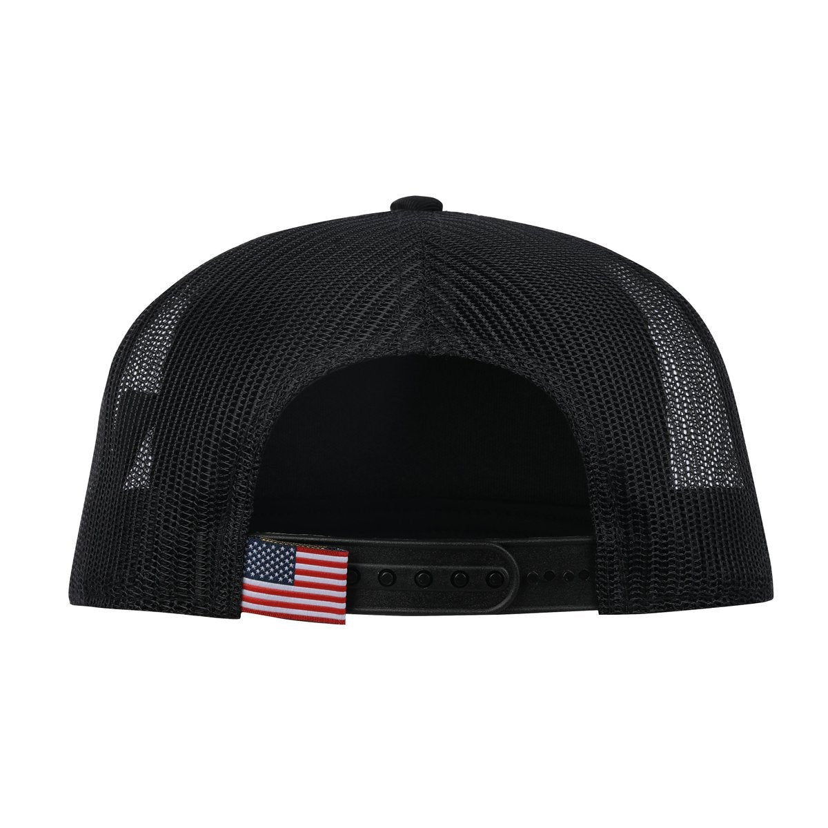 Classic US American Flag 5-Panel Snap Trucker Hat with Black front and Black back