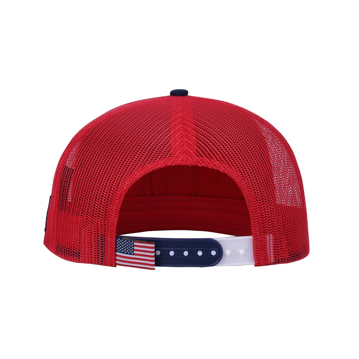 Classic US American Flag 5-Panel Snap Trucker Hat with Red front and Red back