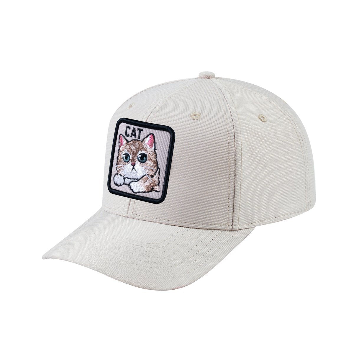 Cat V2 6-Panel Baseball Cap with Beige front and Beige back