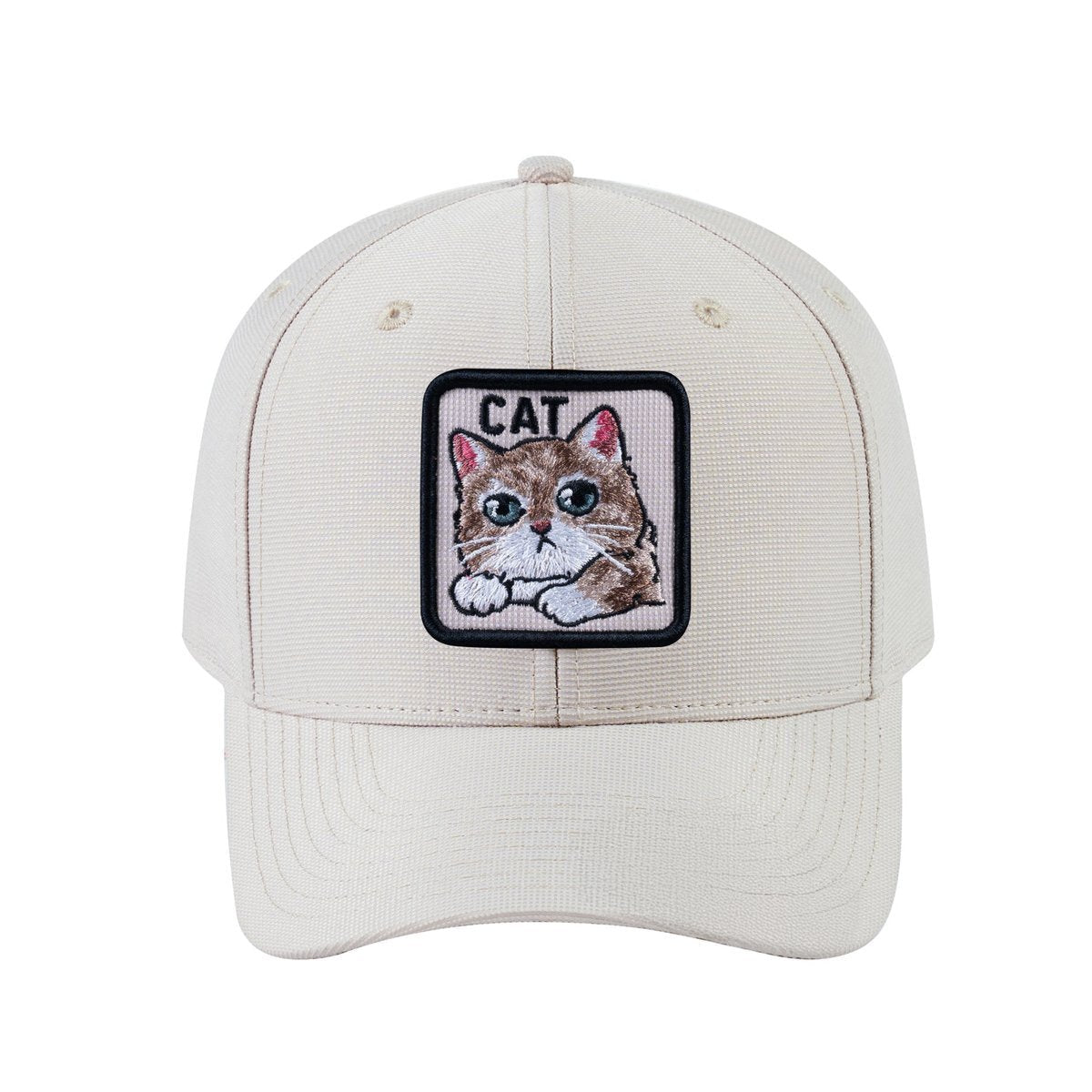 Cat V2 6-Panel Baseball Cap with Beige front and Beige back