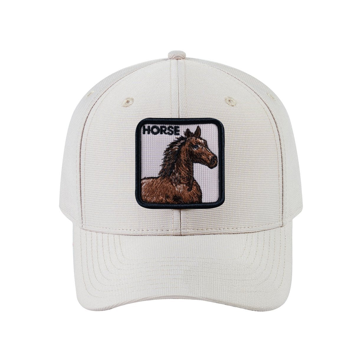 Horse V2 6-Panel Baseball Cap with Beige front and Beige back