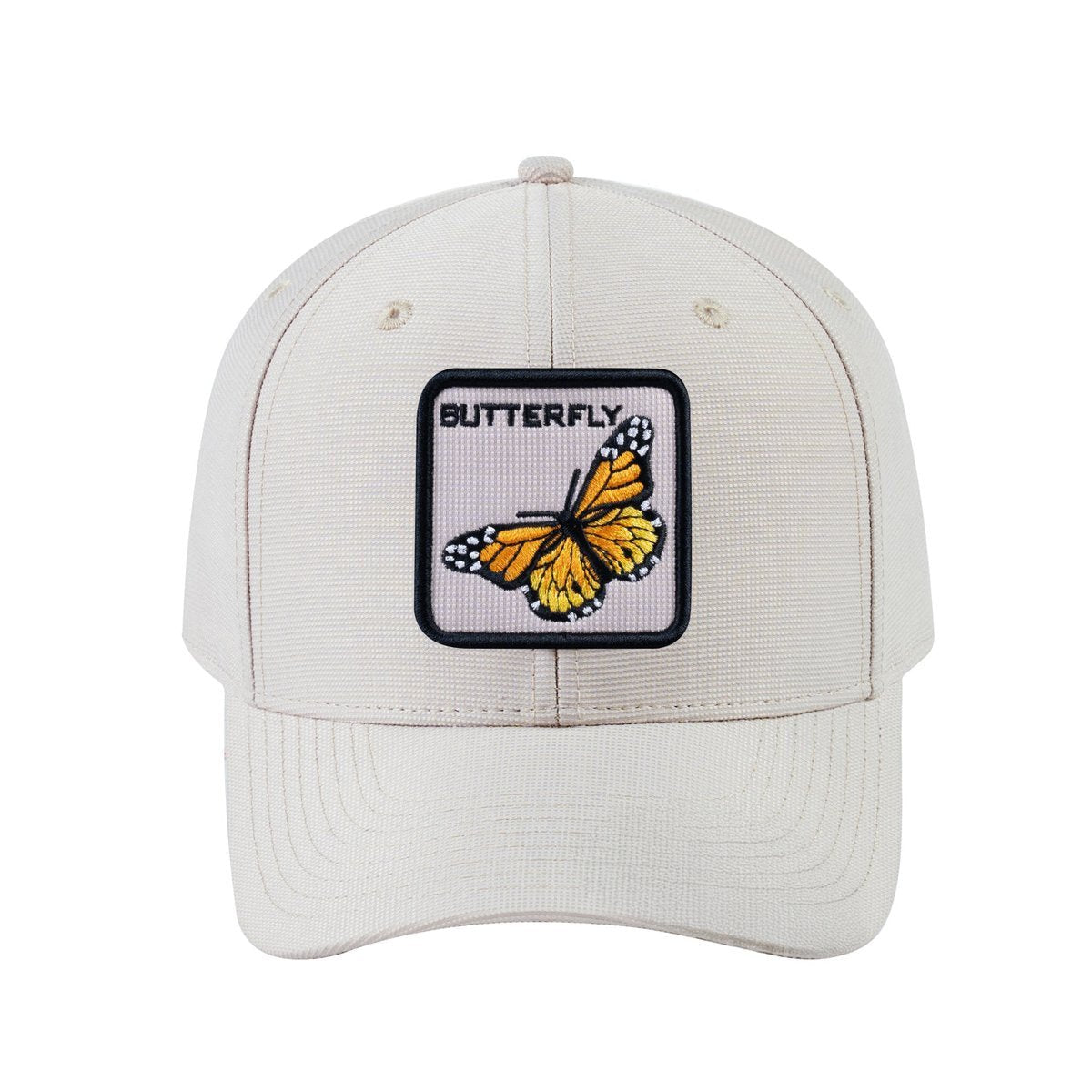 Butterfly V2 6-Panel Baseball Cap with Beige front and Beige back