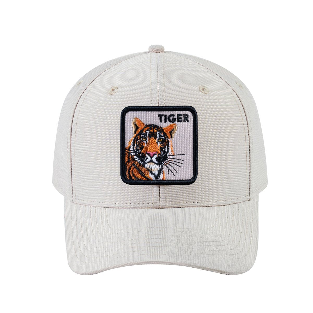 Tiger V2 6-Panel Baseball Cap with Beige front and Beige back