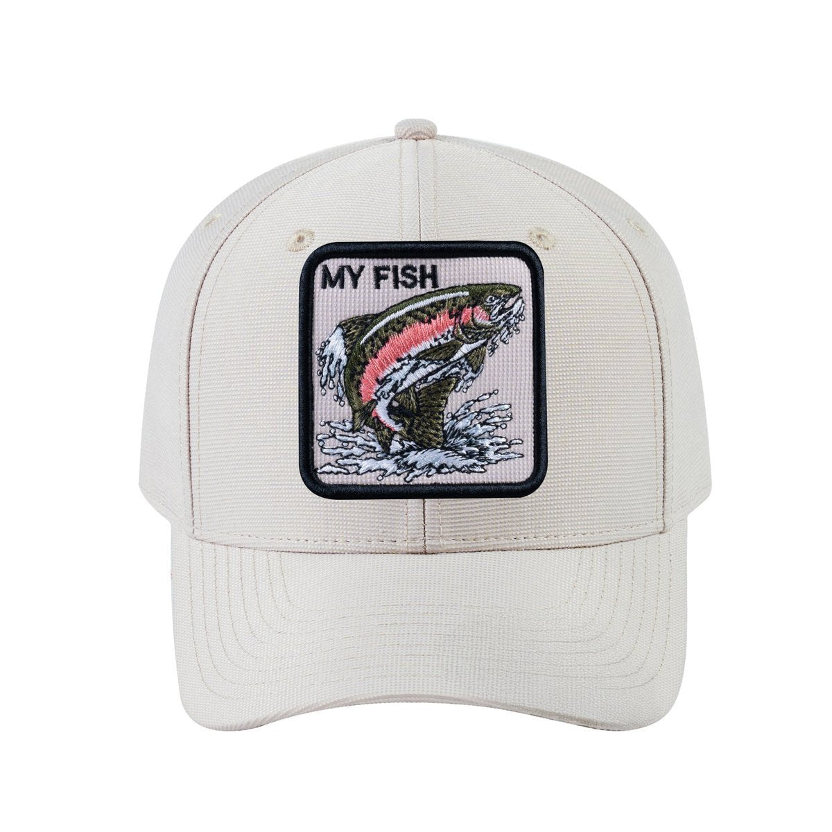 Salmon V2 6-Panel Baseball Cap with Beige front and Beige back