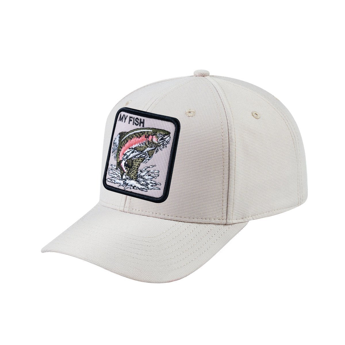 Salmon V2 6-Panel Baseball Cap with Beige front and Beige back