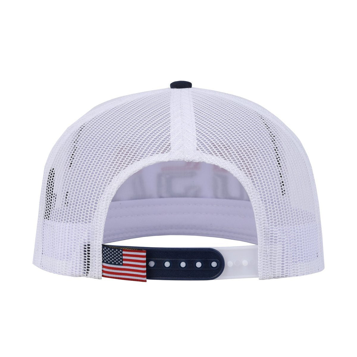 Classic US American Flag 5-Panel Snap Trucker Hat with White front and White back